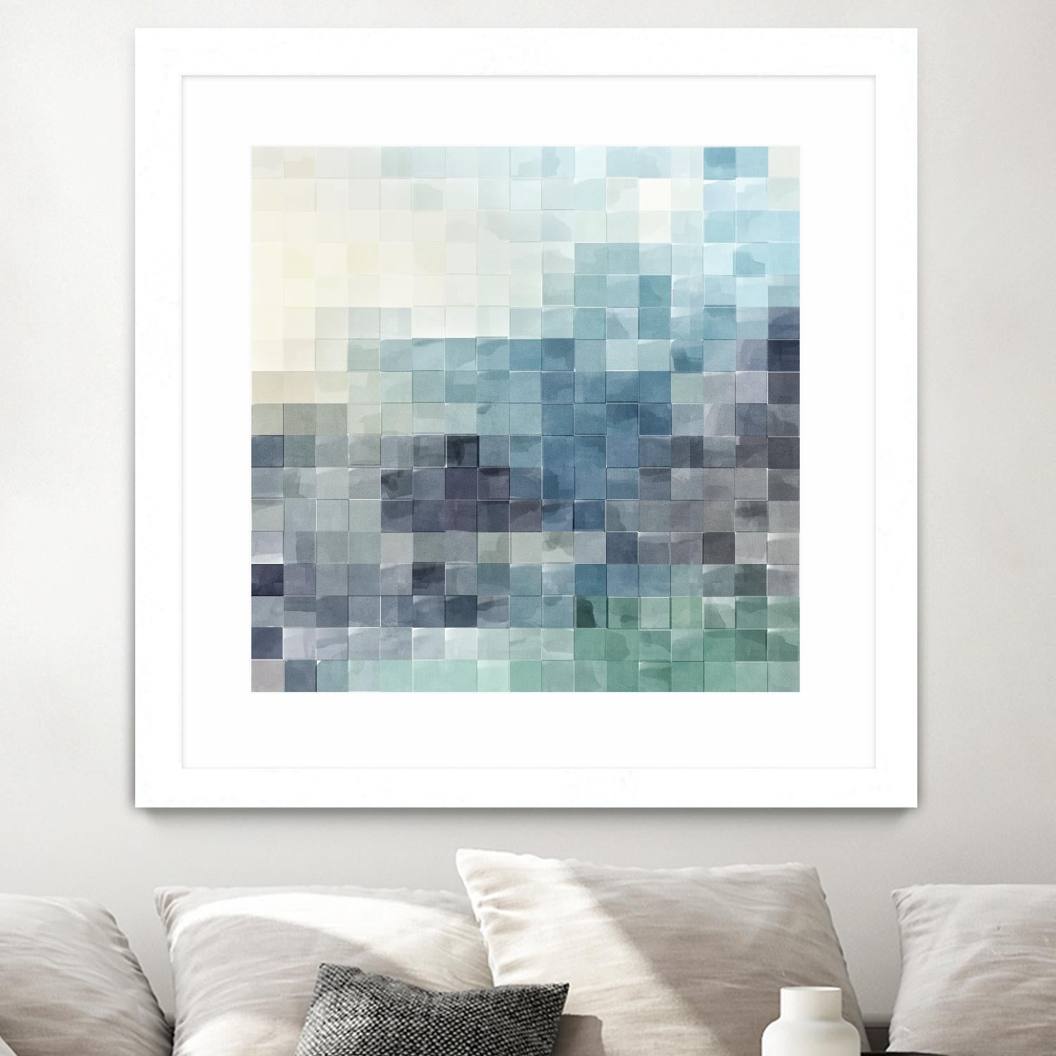 Gridded Watercolor Landscape A by THE Studio on GIANT ART - green abstract