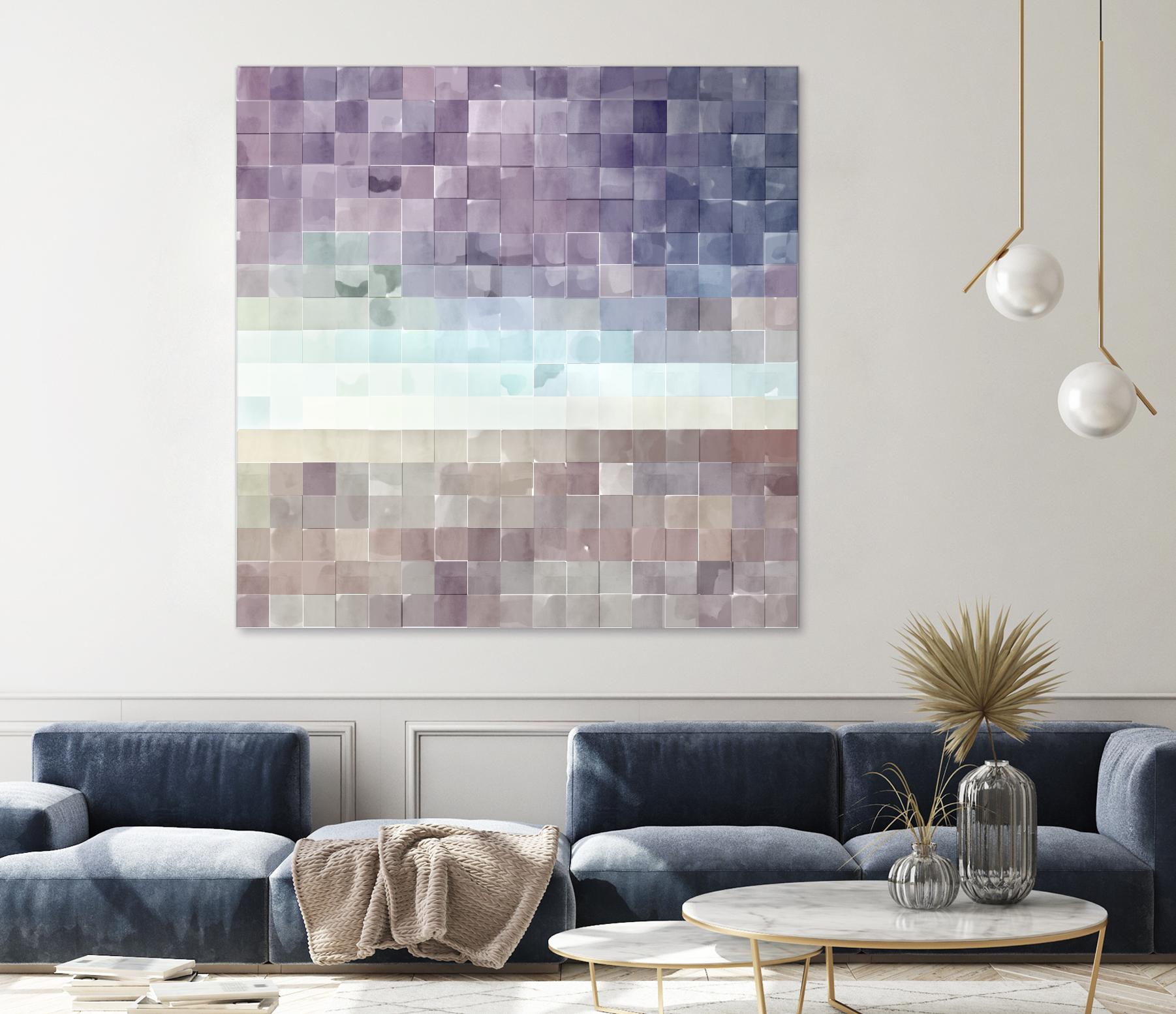 Gridded Watercolor Landscape B by THE Studio on GIANT ART - blue abstract