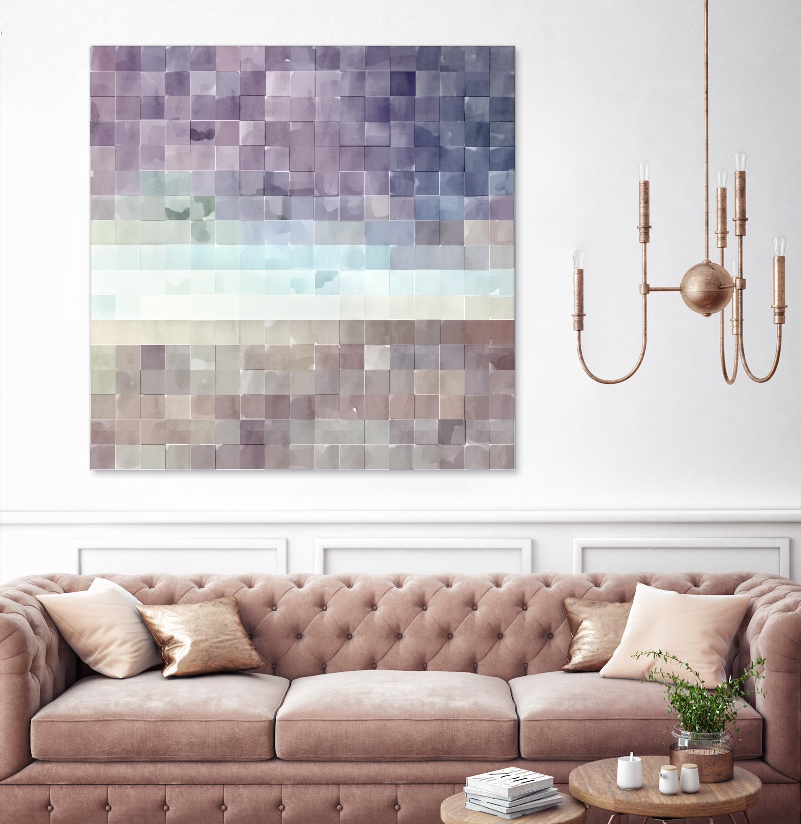 Gridded Watercolor Landscape B by THE Studio on GIANT ART - blue abstract