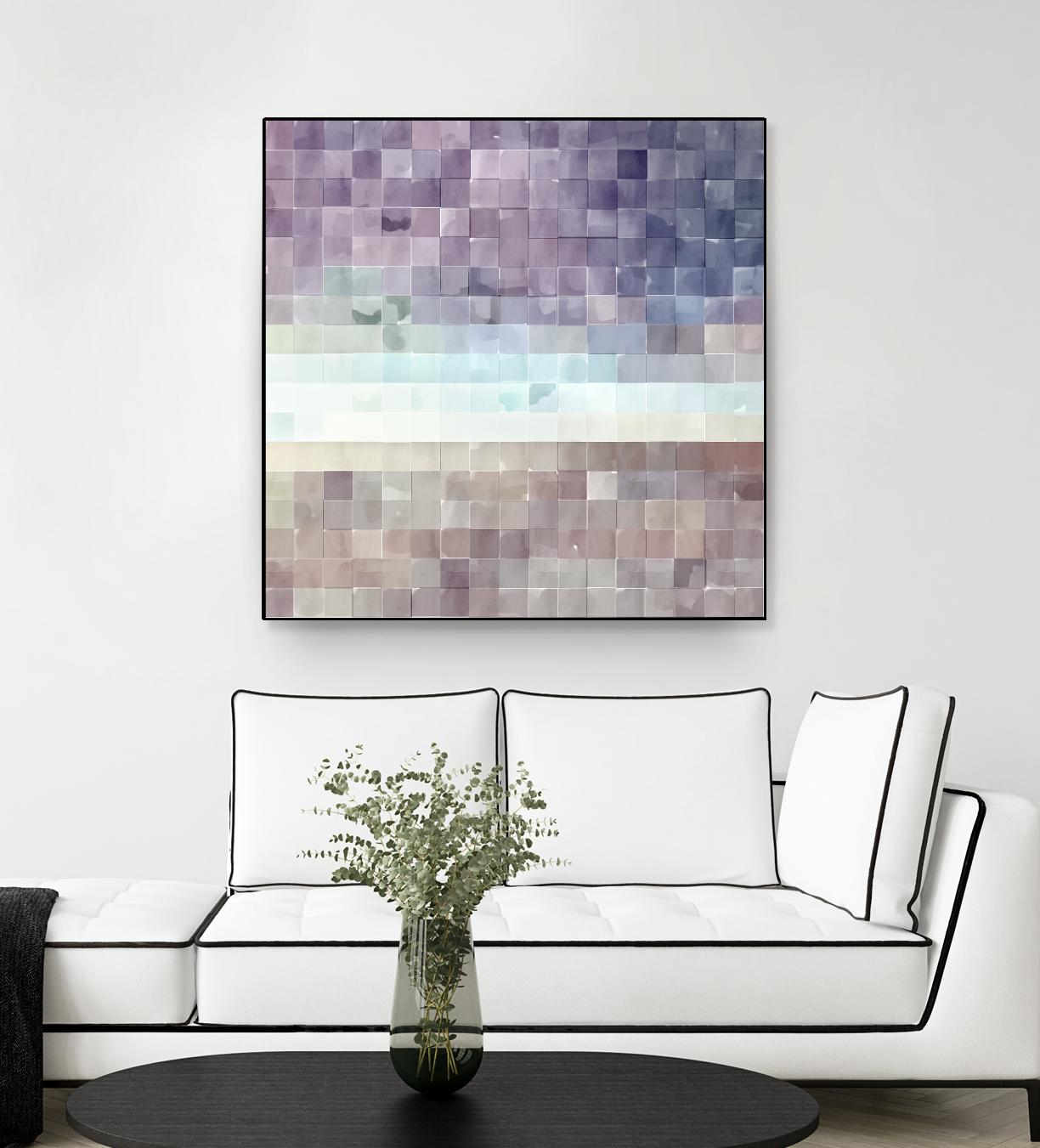 Gridded Watercolor Landscape B by THE Studio on GIANT ART - blue abstract