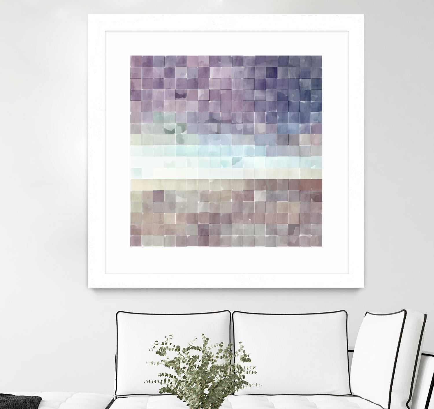 Gridded Watercolor Landscape B by THE Studio on GIANT ART - blue abstract