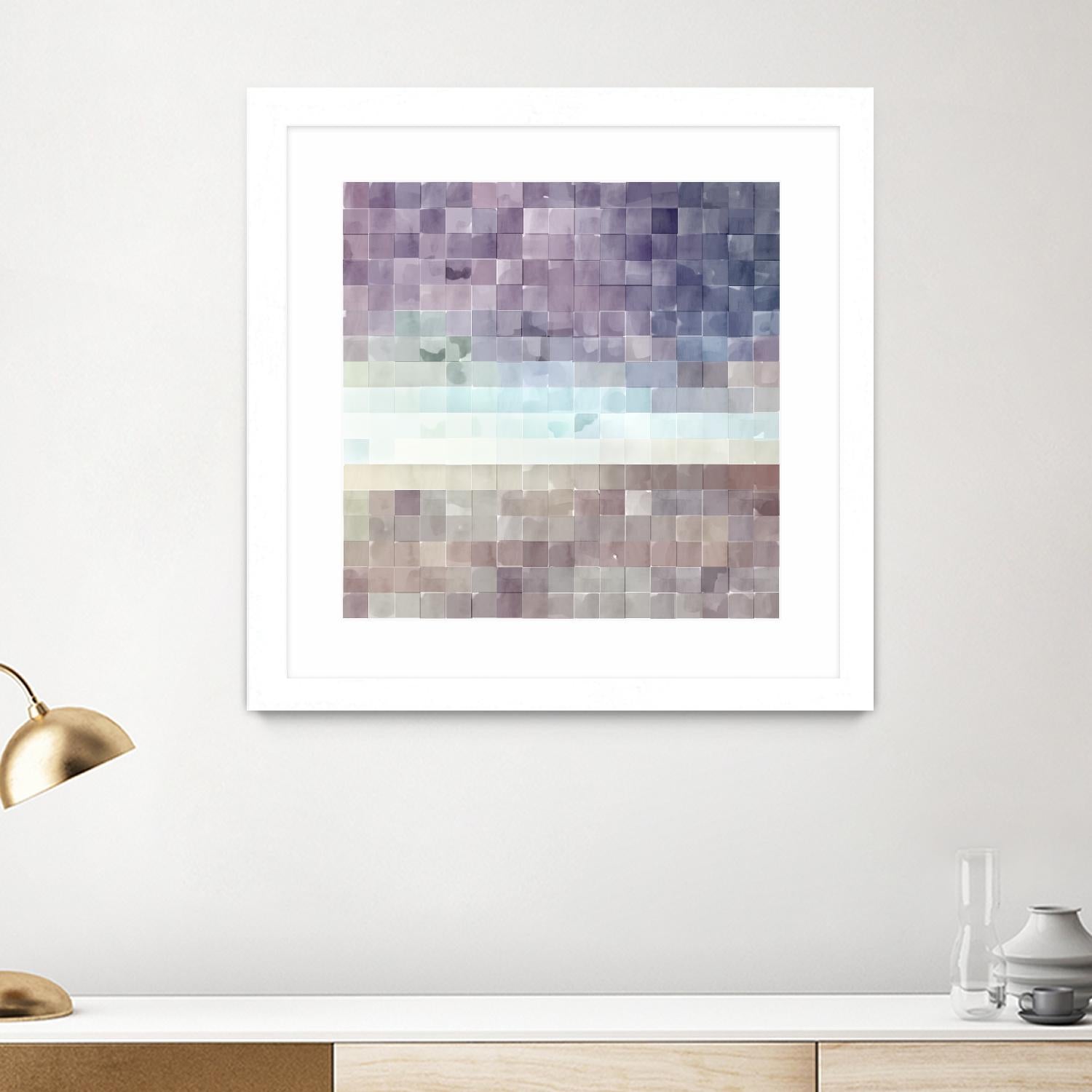 Gridded Watercolor Landscape B by THE Studio on GIANT ART - blue abstract