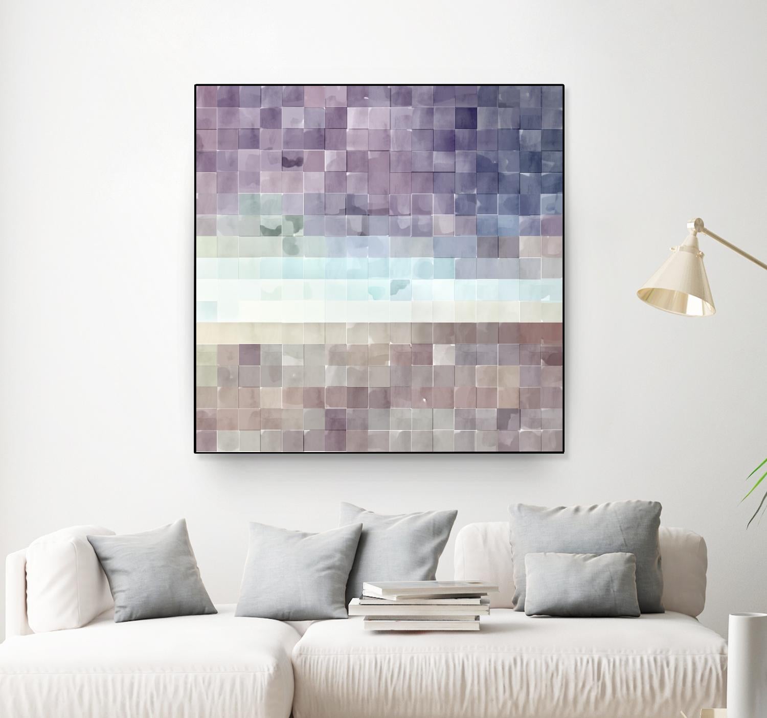 Gridded Watercolor Landscape B by THE Studio on GIANT ART - blue abstract