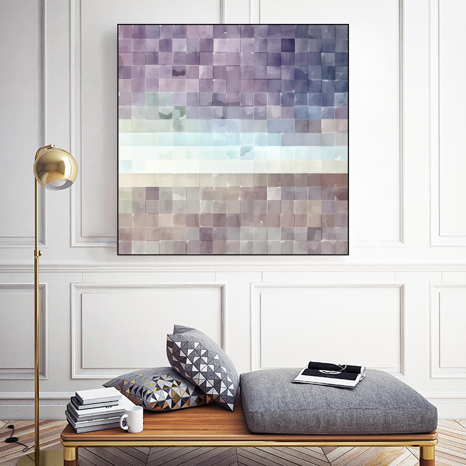 Gridded Watercolor Landscape B by THE Studio on GIANT ART - blue abstract