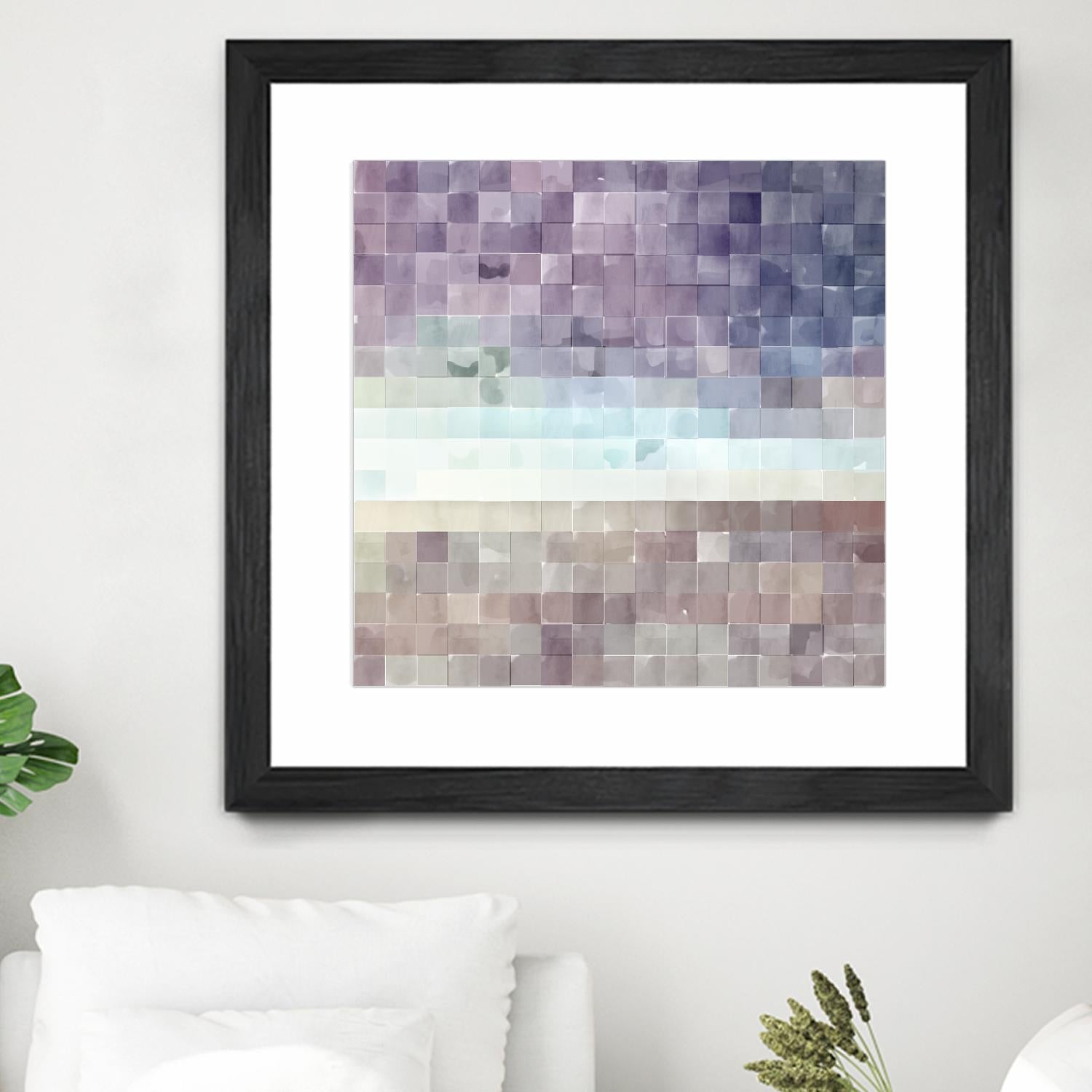 Gridded Watercolor Landscape B by THE Studio on GIANT ART - blue abstract