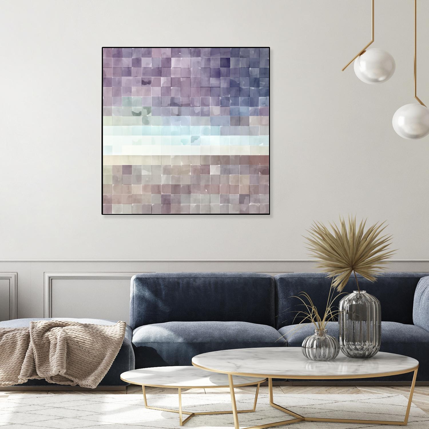 Gridded Watercolor Landscape B by THE Studio on GIANT ART - blue abstract