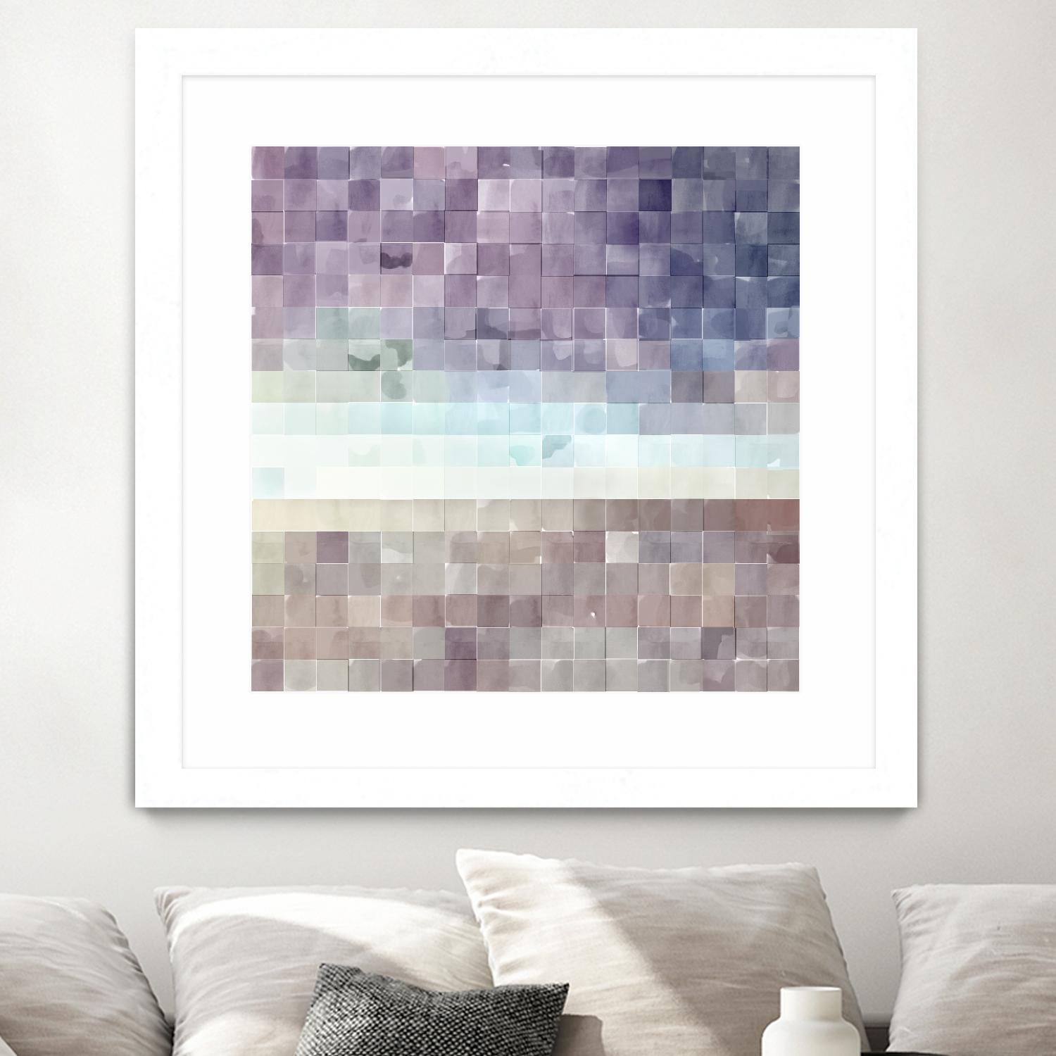 Gridded Watercolor Landscape B by THE Studio on GIANT ART - blue abstract