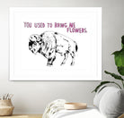 Bison by Natasha Marie on GIANT ART - pink black & white beef