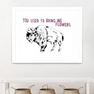 Bison by Natasha Marie on GIANT ART - pink black & white beef