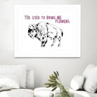 Bison by Natasha Marie on GIANT ART - pink black & white beef