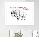 Bison by Natasha Marie on GIANT ART - pink black & white beef