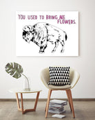 Bison by Natasha Marie on GIANT ART - pink black & white beef