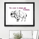 Bison by Natasha Marie on GIANT ART - pink black & white beef