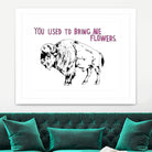Bison by Natasha Marie on GIANT ART - pink black & white beef