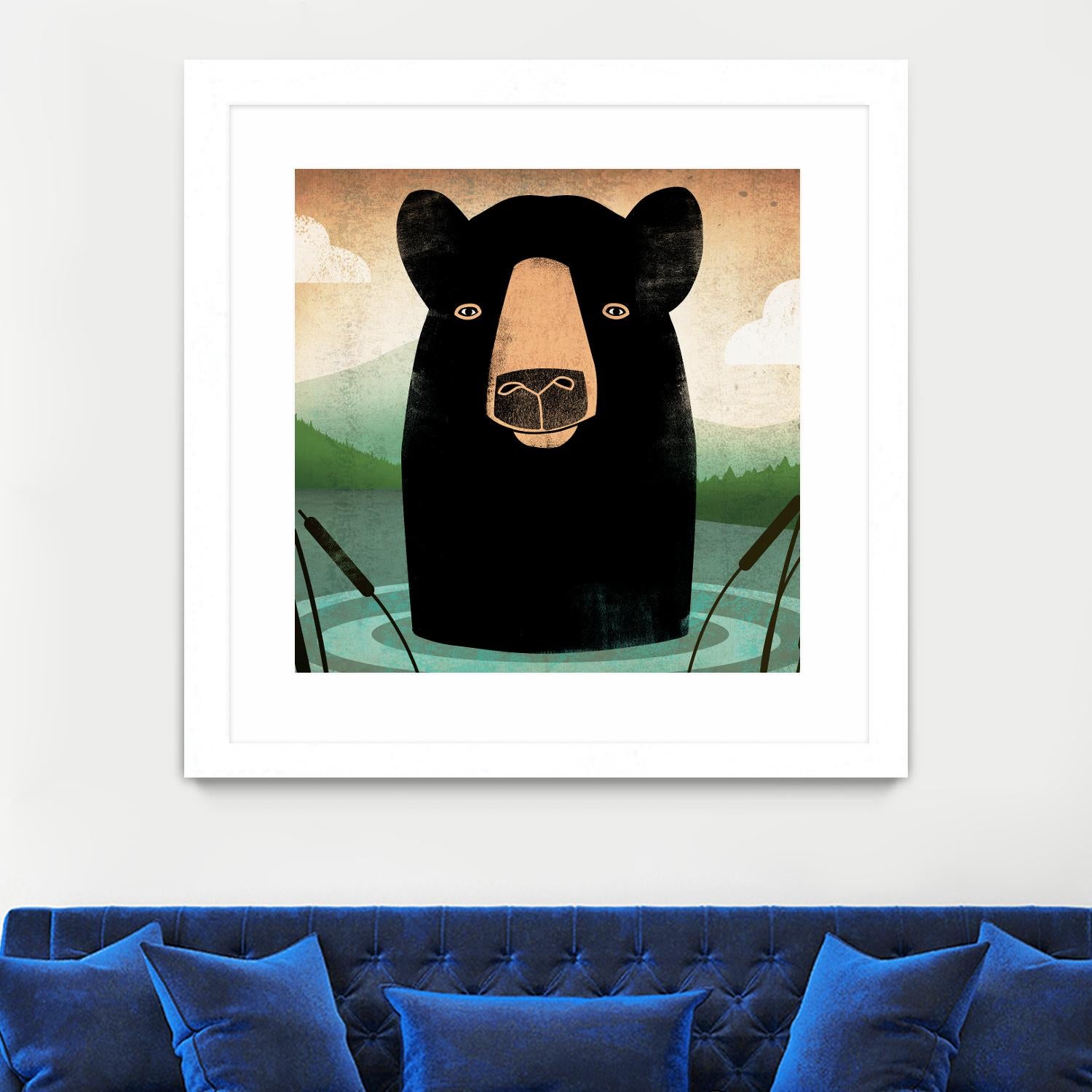 Skinny Dip Crop by Ryan Fowler on GIANT ART - blue animals