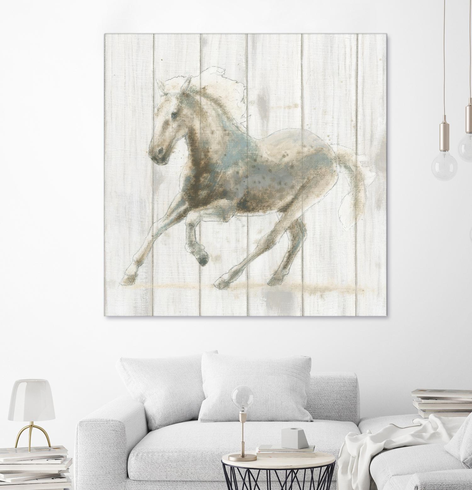 Stallion II on Birch by James Wiens on GIANT ART - grey animals