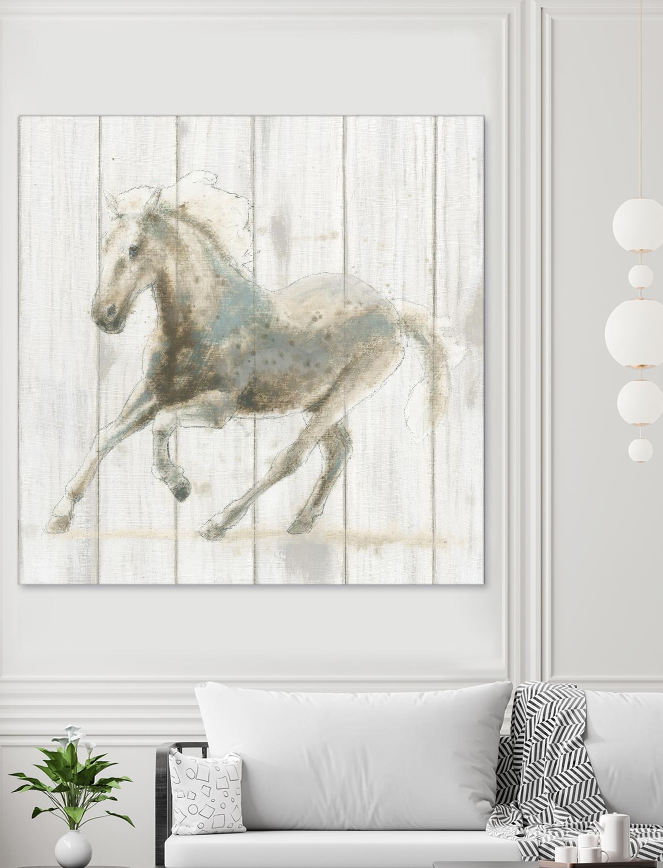 Stallion II on Birch by James Wiens on GIANT ART - grey animals
