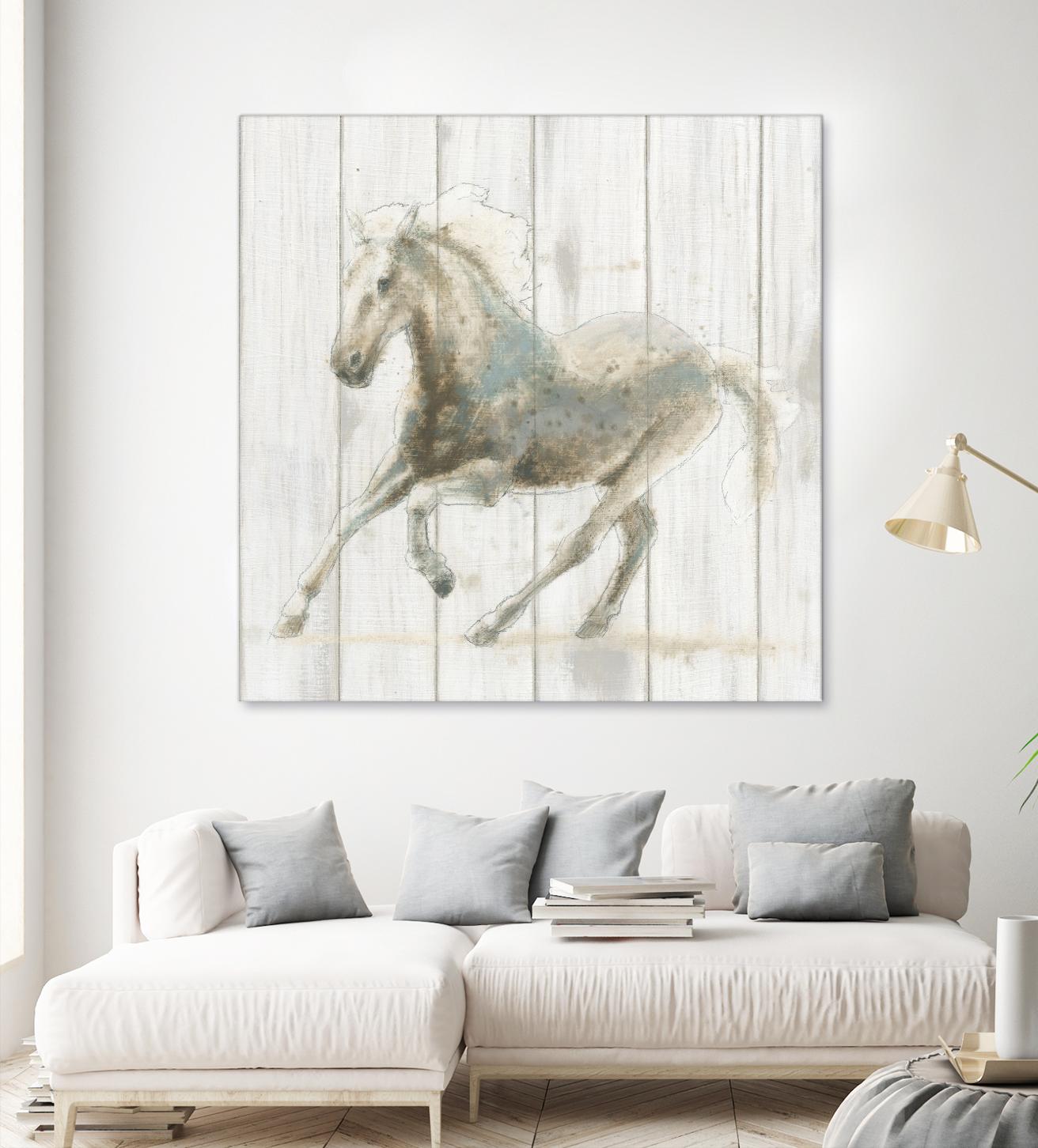 Stallion II on Birch by James Wiens on GIANT ART - grey animals
