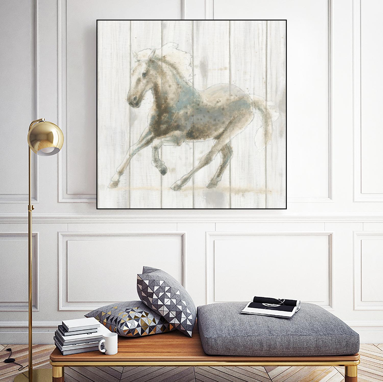 Stallion II on Birch by James Wiens on GIANT ART - grey animals