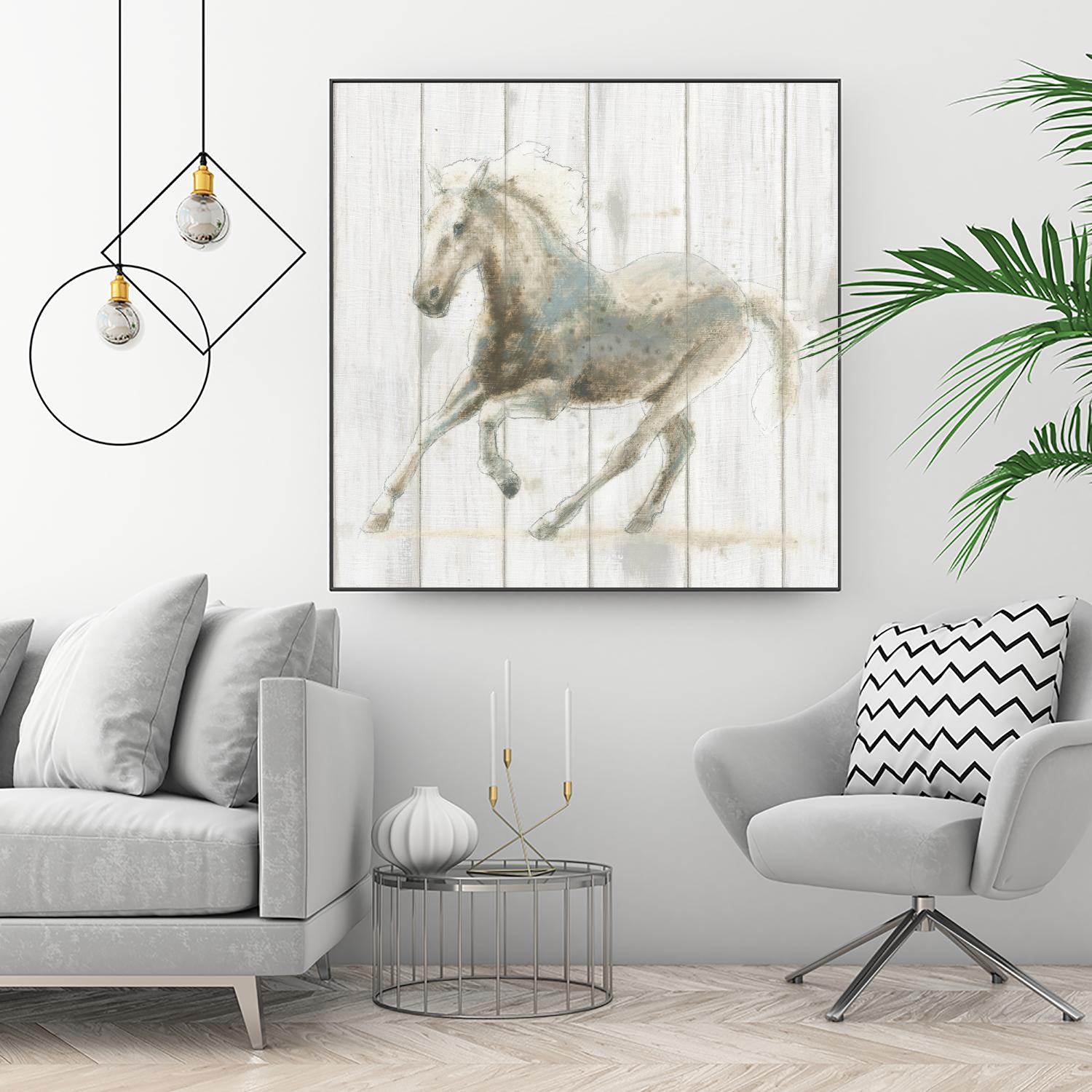 Stallion II on Birch by James Wiens on GIANT ART - grey animals