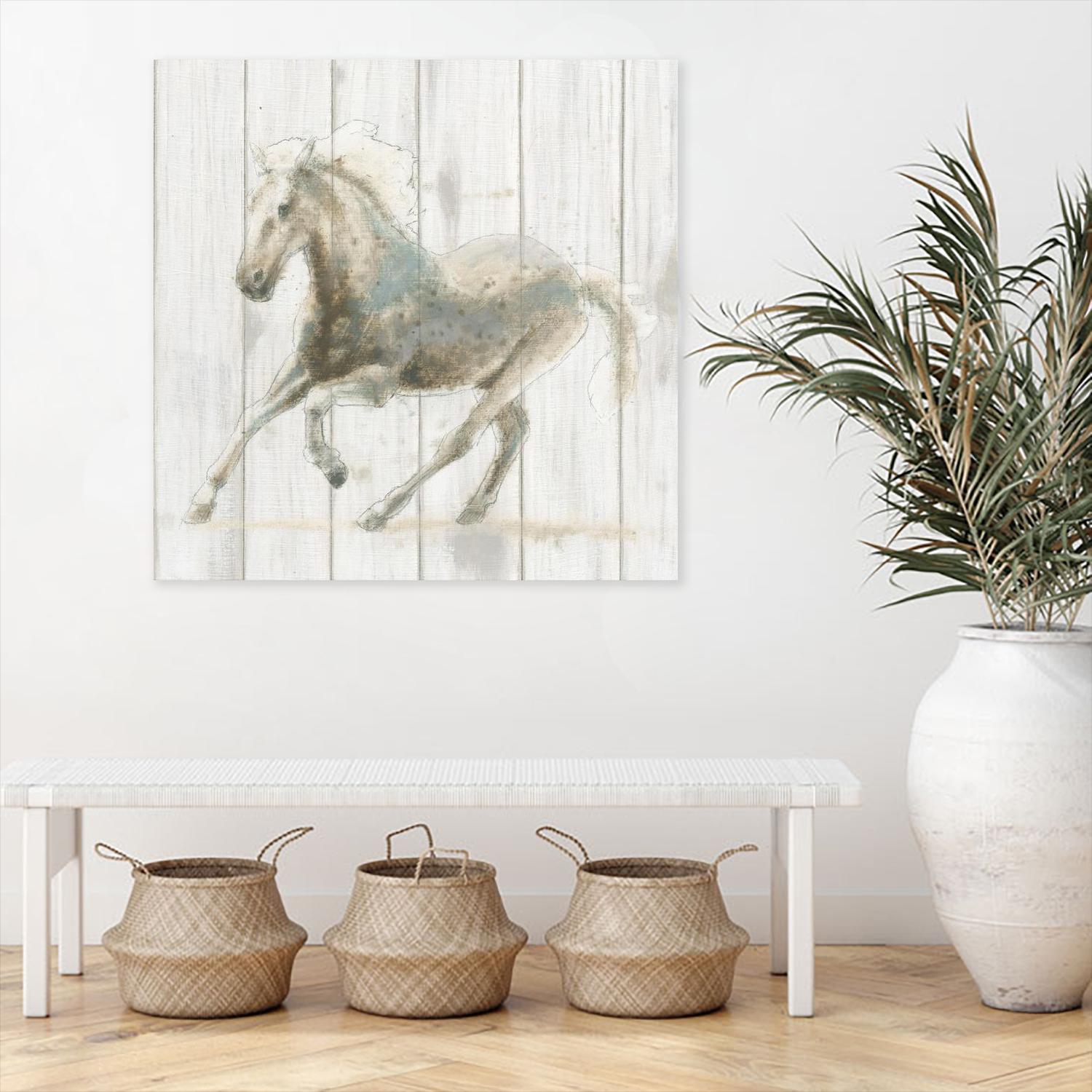 Stallion II on Birch by James Wiens on GIANT ART - white animals horse