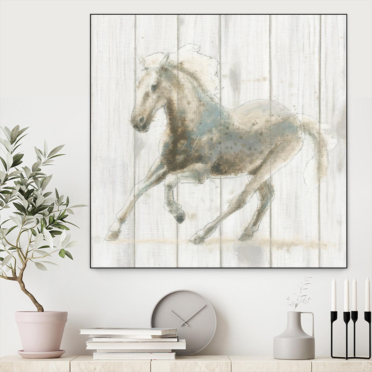 Stallion II on Birch by James Wiens on GIANT ART - grey animals