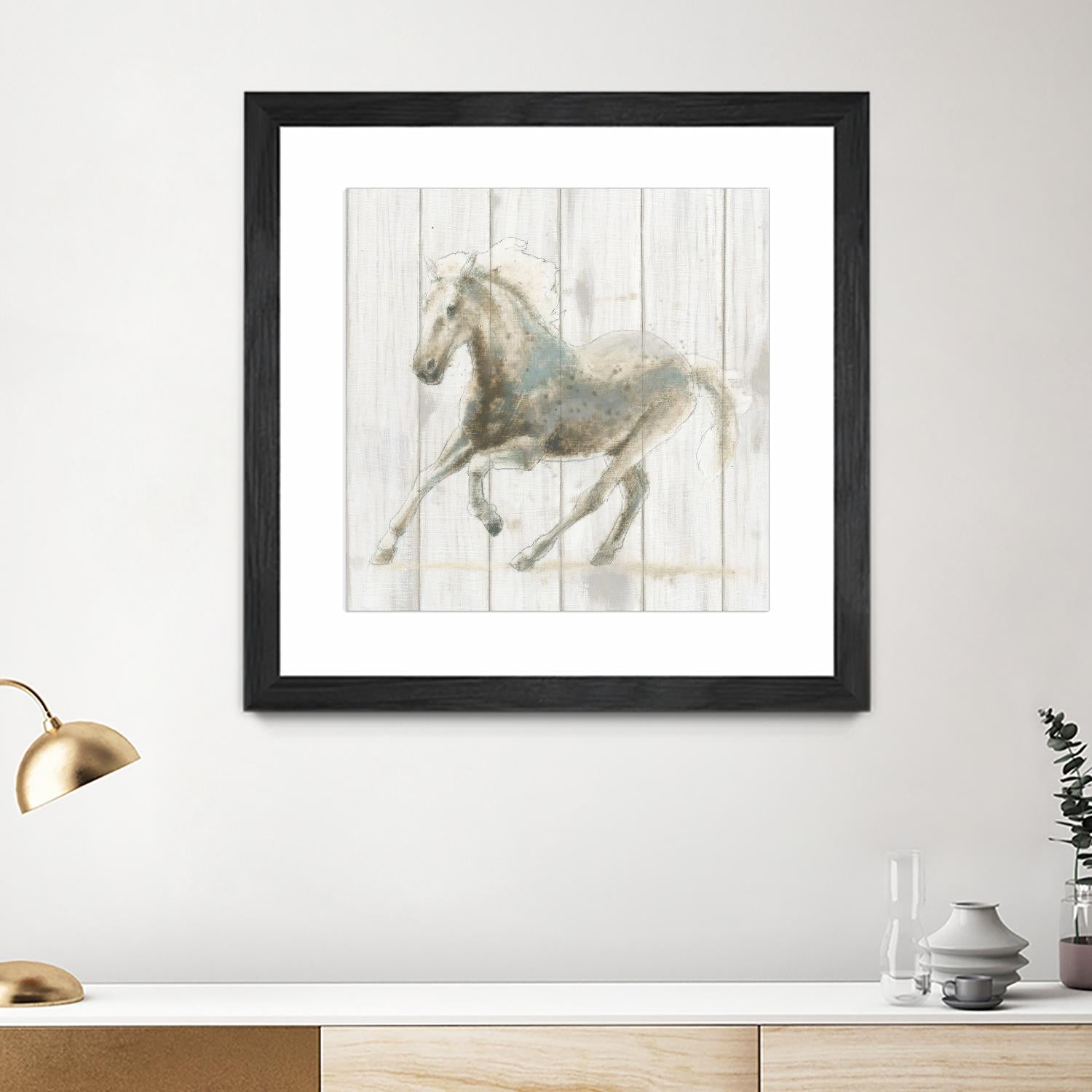 Stallion II on Birch by James Wiens on GIANT ART - grey animals