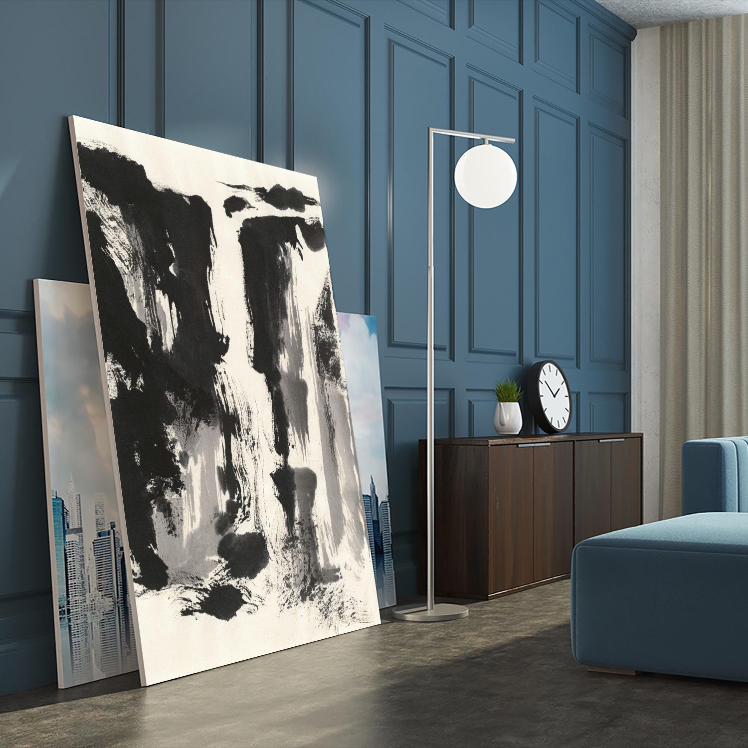 Sumi Waterfall View IV by Chris Paschke on GIANT ART - grey landscape