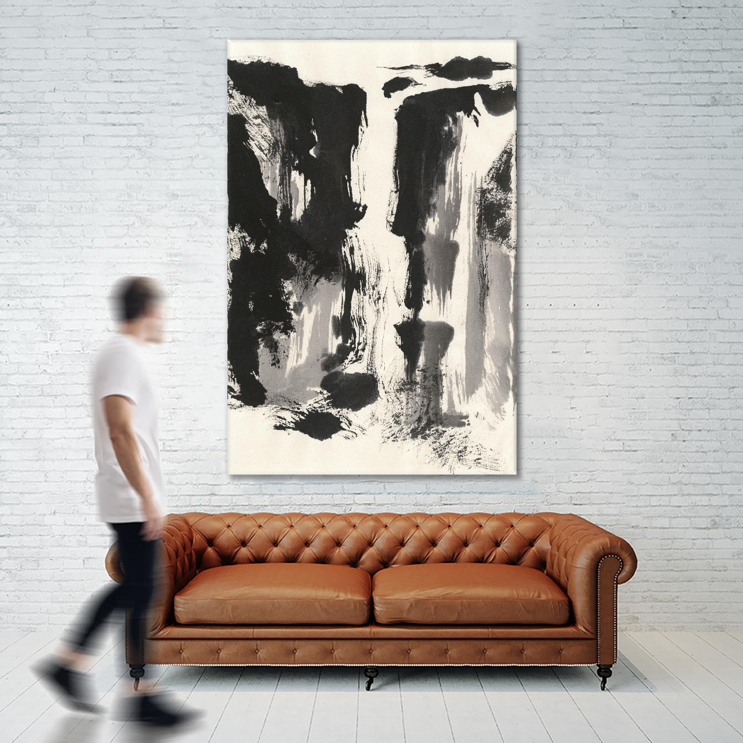 Sumi Waterfall View IV by Chris Paschke on GIANT ART - grey landscape