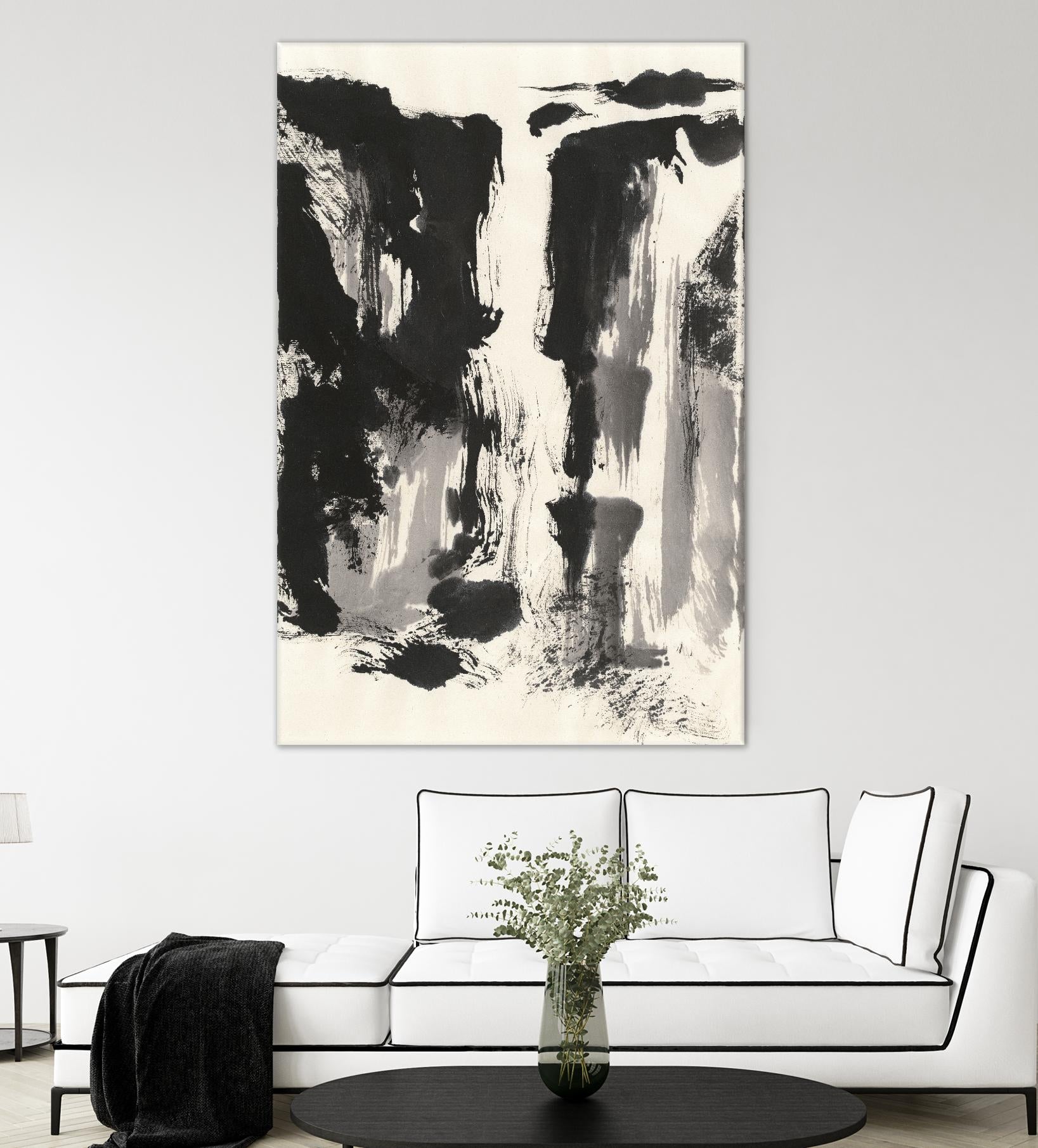 Sumi Waterfall View IV by Chris Paschke on GIANT ART - grey landscape