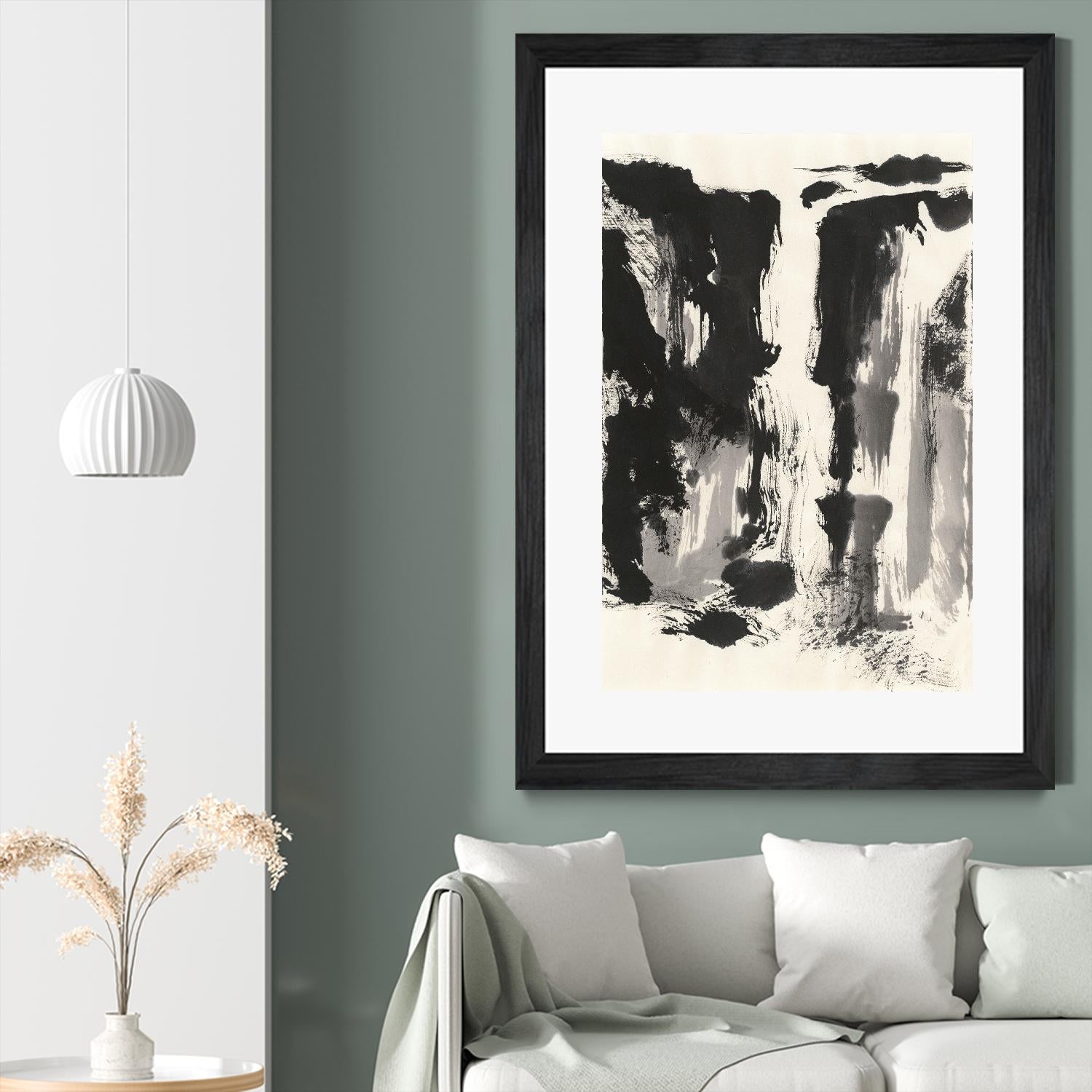 Sumi Waterfall View IV by Chris Paschke on GIANT ART - grey landscape