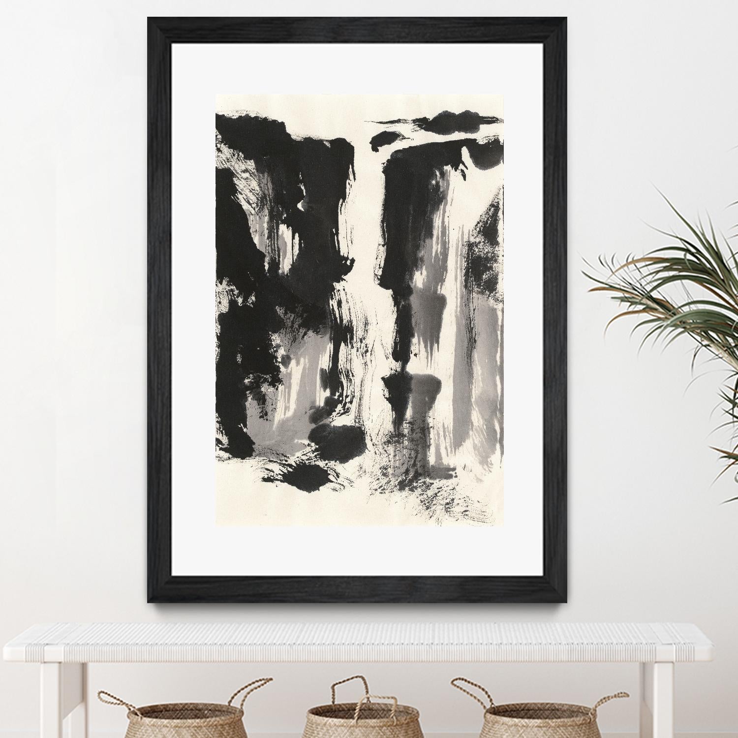 Sumi Waterfall View IV by Chris Paschke on GIANT ART - grey landscape