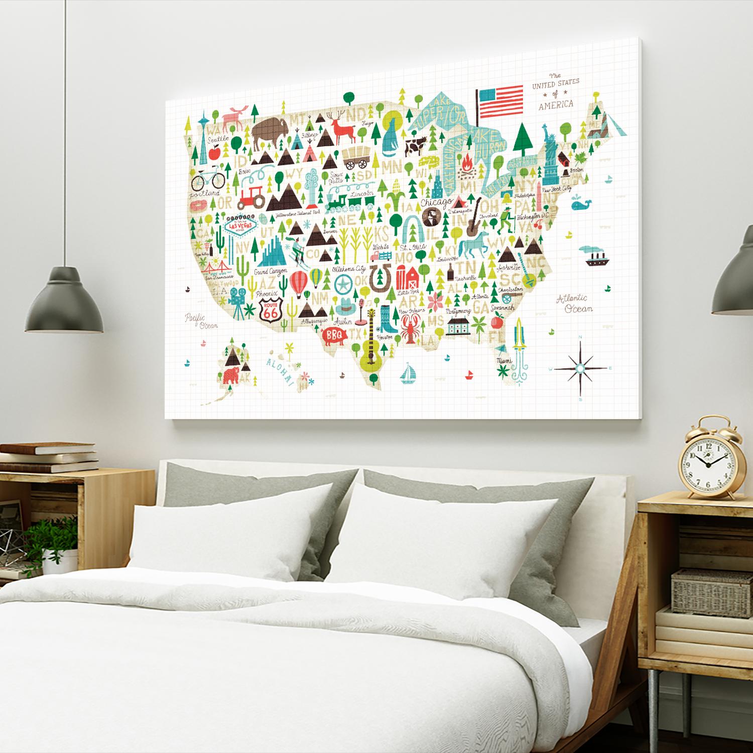Illustrated USA by Michael Mullan on GIANT ART - green maps