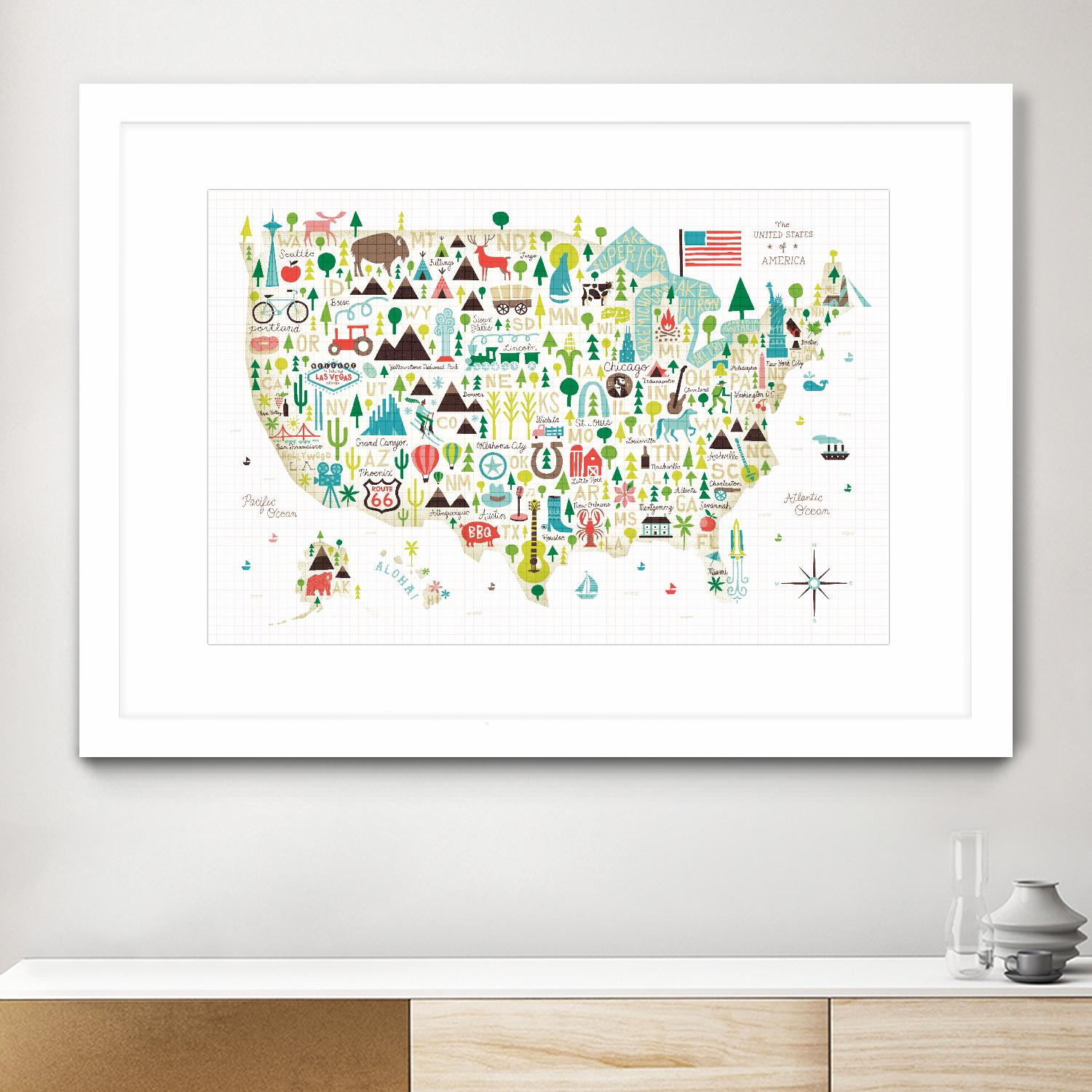 Illustrated USA by Michael Mullan on GIANT ART - green maps