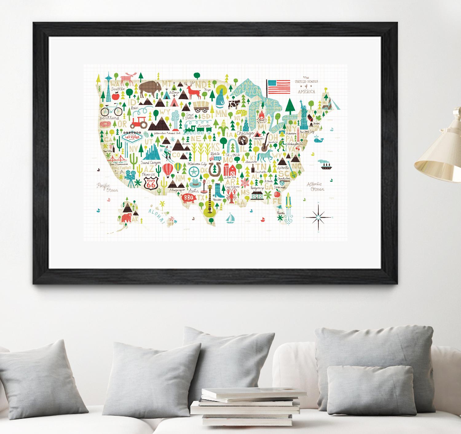 Illustrated USA by Michael Mullan on GIANT ART - green maps