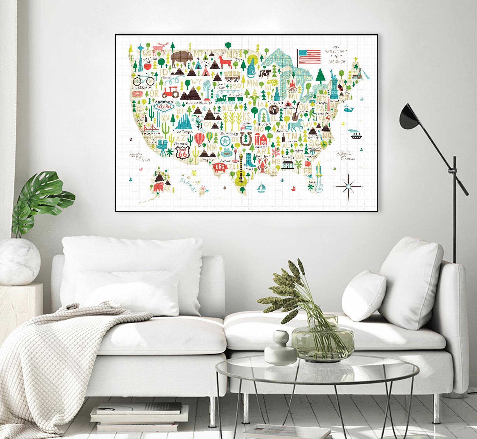 Illustrated USA by Michael Mullan on GIANT ART - green maps