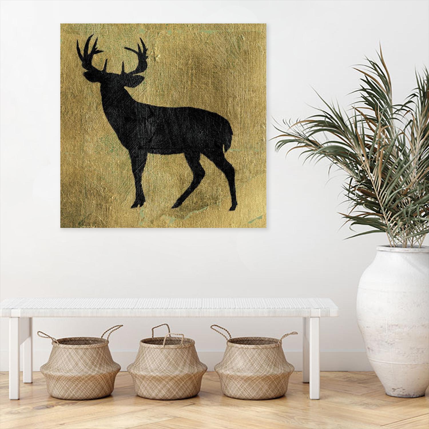 Golden Lodge I by James Wiens on GIANT ART - gold animals deer