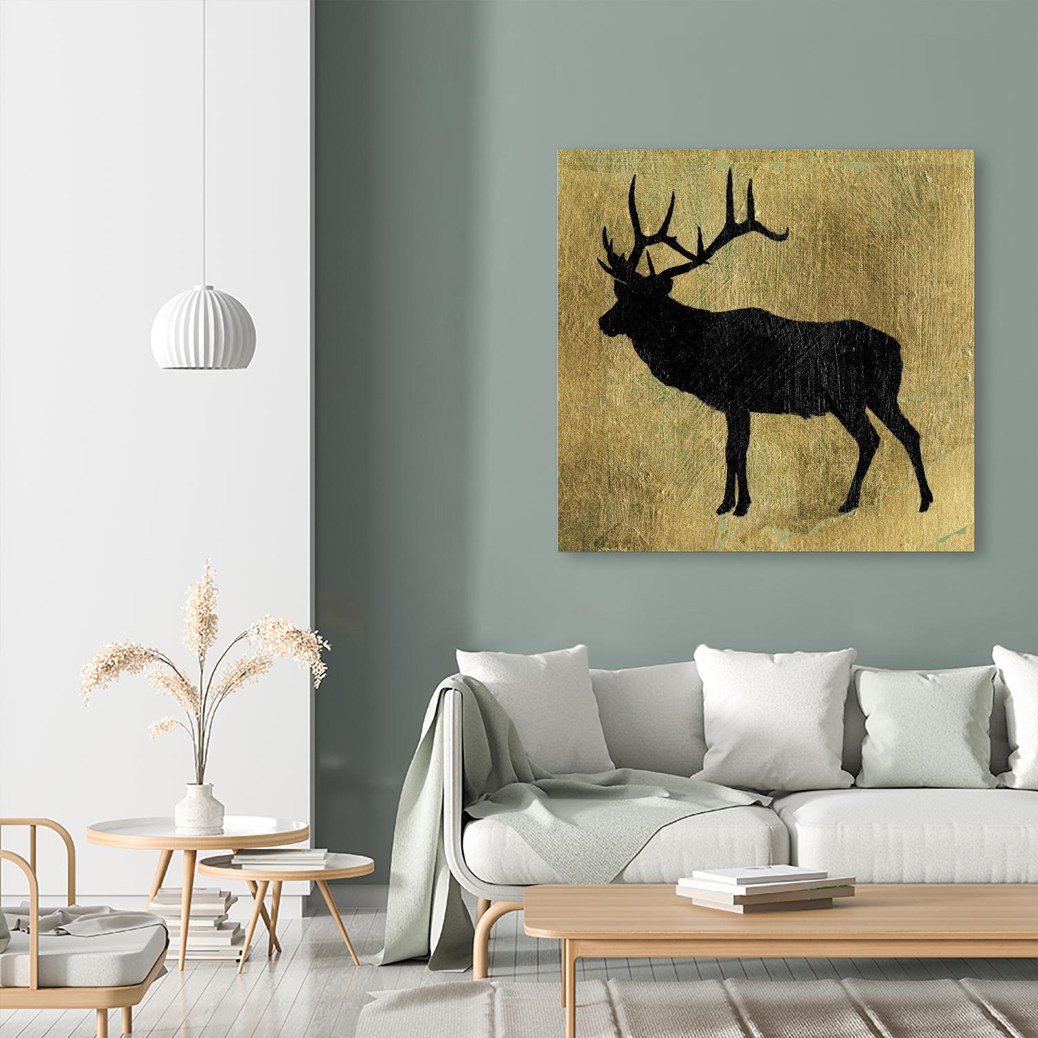 Golden Lodge IV by James Wiens on GIANT ART - gold animals deer