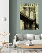 Vintage NY Brooklyn Bridge by Michael Mullan on GIANT ART - white architectural