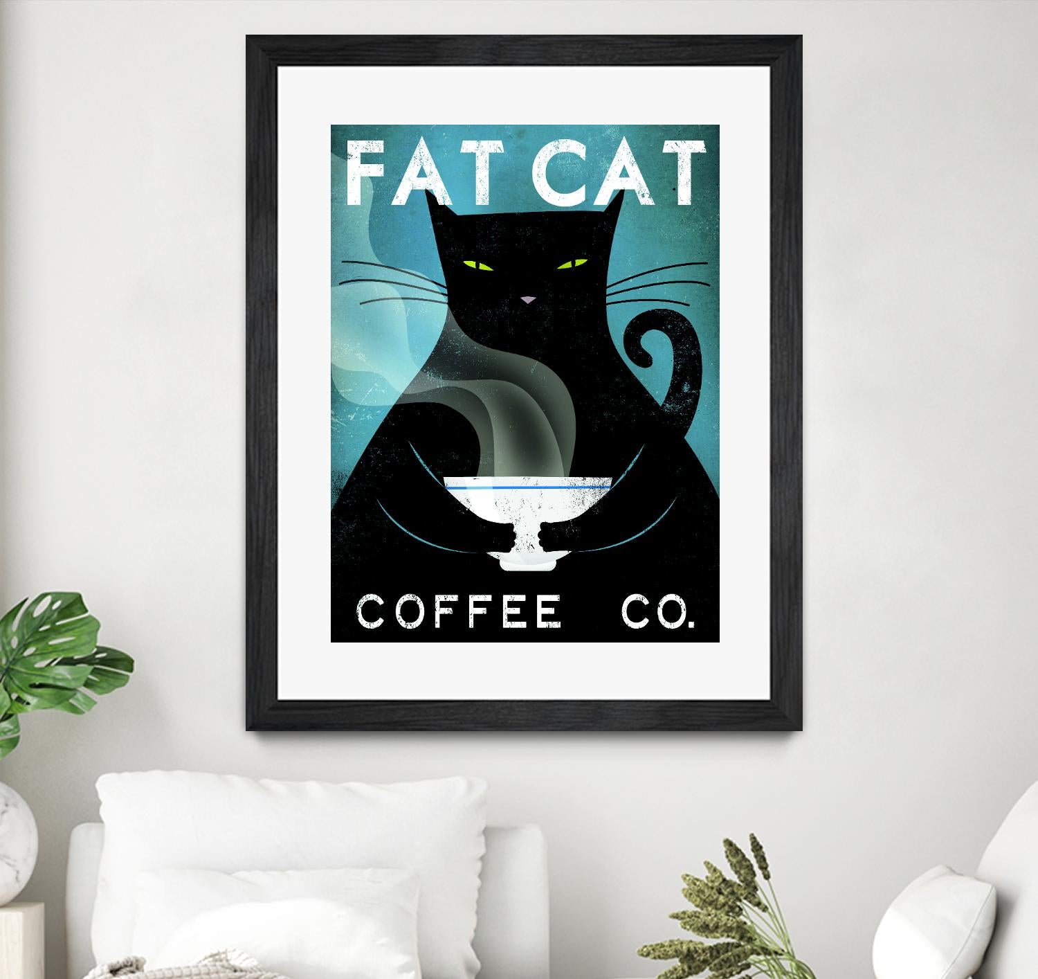 Cat Coffee no City by Ryan Fowler on GIANT ART - blue typography