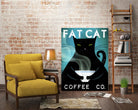 Cat Coffee no City by Ryan Fowler on GIANT ART - blue typography