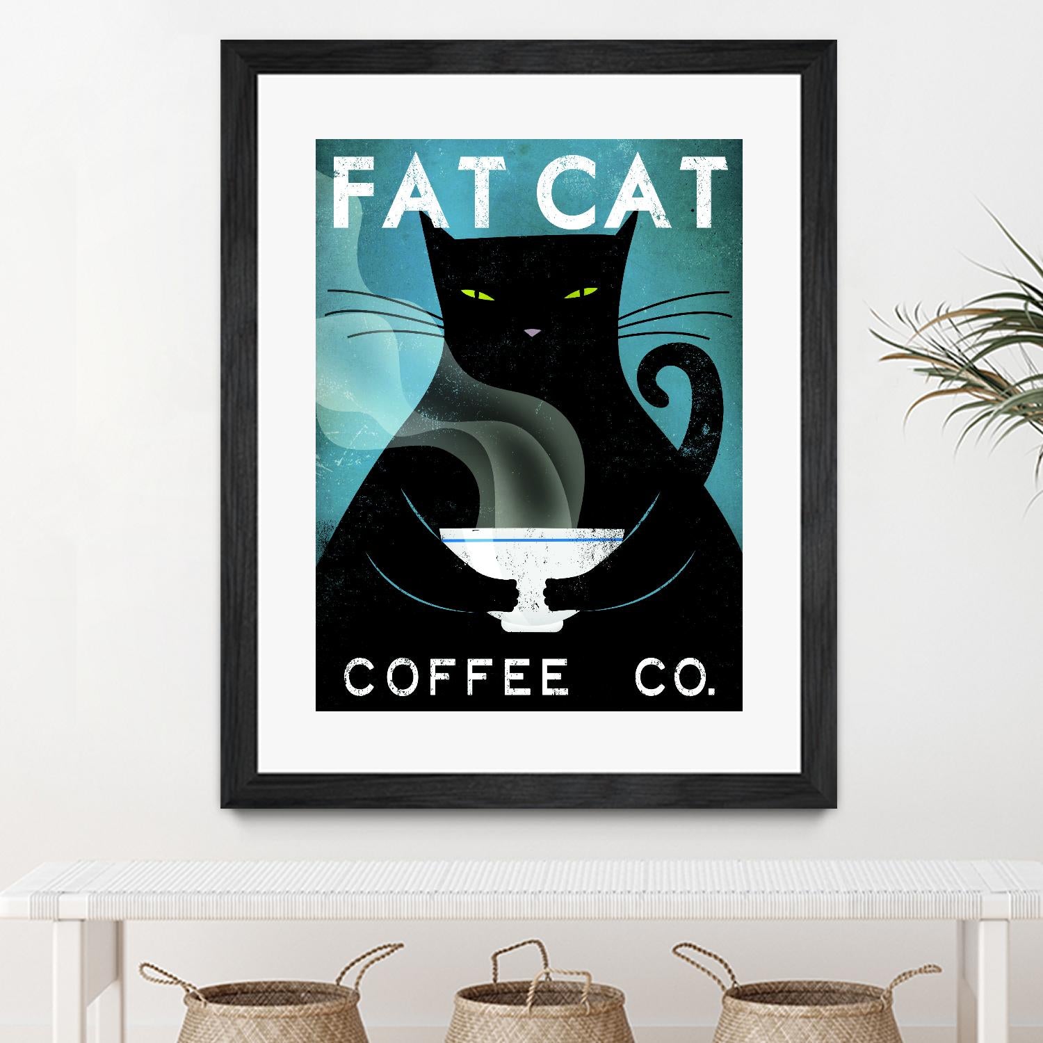 Cat Coffee no City by Ryan Fowler on GIANT ART - blue typography
