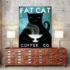 Cat Coffee no City by Ryan Fowler on GIANT ART - blue typography