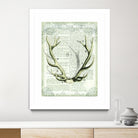 Regal Antlers on Newsprint I by Sue Schlabach on GIANT ART - brown country look