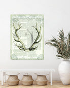 Regal Antlers on Newsprint I by Sue Schlabach on GIANT ART - brown country look