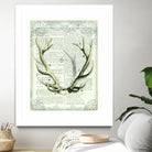 Regal Antlers on Newsprint I by Sue Schlabach on GIANT ART - brown country look