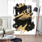 Gold Black Abstract Panel I by Mike Schick on GIANT ART - black abstract