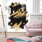 Gold Black Abstract Panel I by Mike Schick on GIANT ART - black abstract