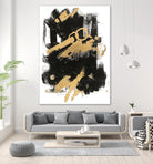 Gold Black Abstract Panel I by Mike Schick on GIANT ART - black abstract