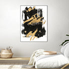 Gold Black Abstract Panel I by Mike Schick on GIANT ART - black abstract